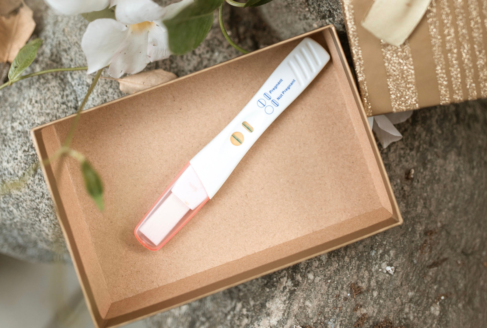 Pregnancy test in gift box
