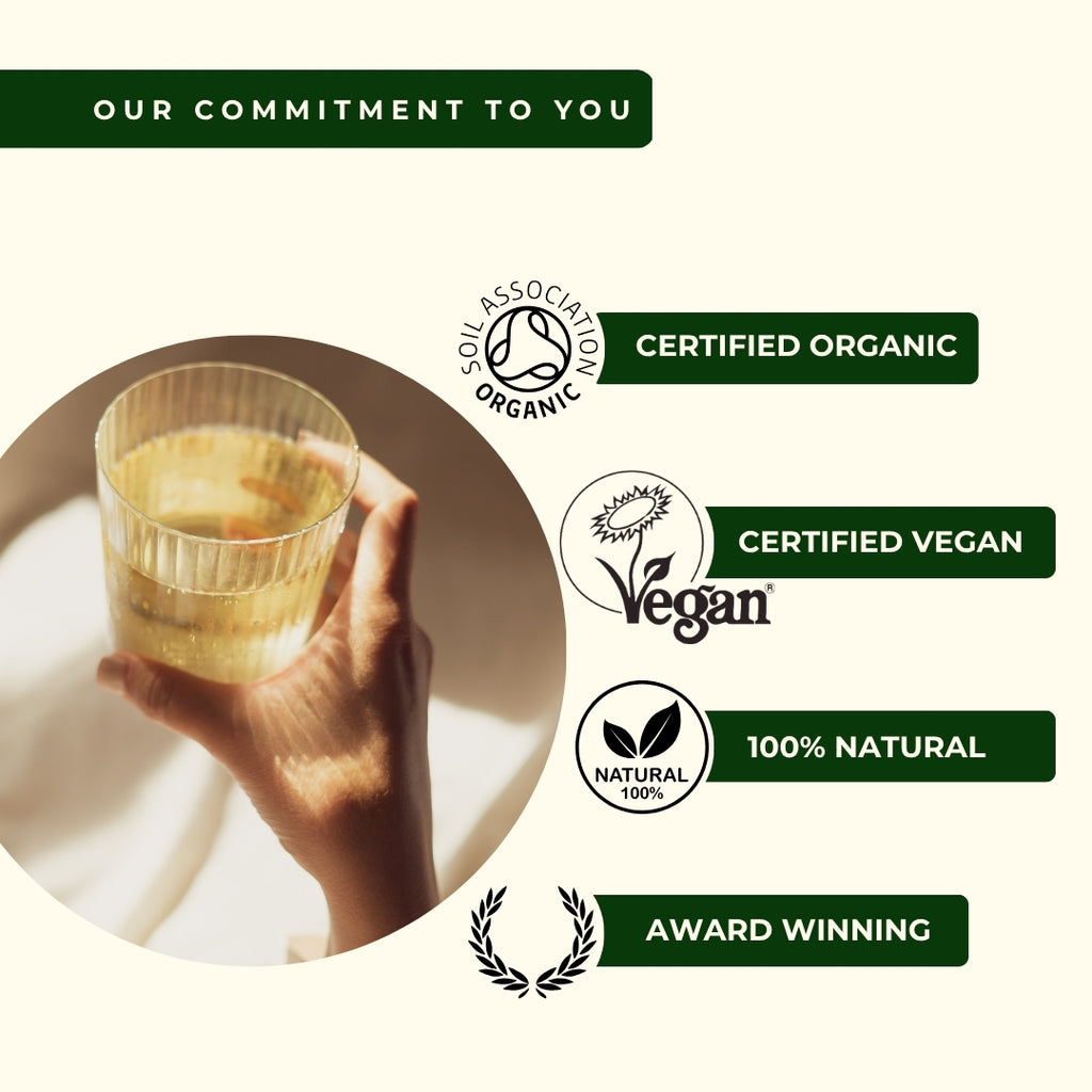 Myrtle & Maude commitment - Soil Association certified organic, certified vegan, 100% natural pregnancy teas, award-winning quality