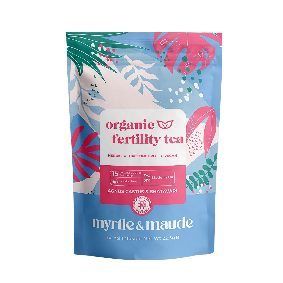 Organic fertility tea Myrtle & Maude herbal blend 15 biodegradable tea bags vegan caffeine-free
