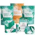 Ultimate morning sickness pregnancy relief kit by Myrtle & Maude featuring organic queasy tea, vitamin B6 ginger sweets, peppermint bon bons, aromatherapy nasal stick and acupressure wristbands for natural nausea relief