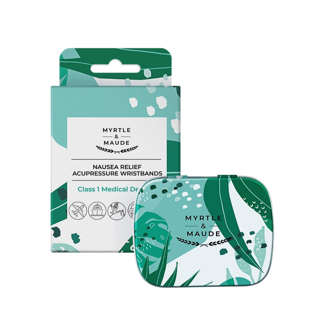 Myrtle & Maude Nausea Relief Acupressure Wristbands - Class 1 Medical Device for Morning Sickness, Drug-Free Pressure Point Relief