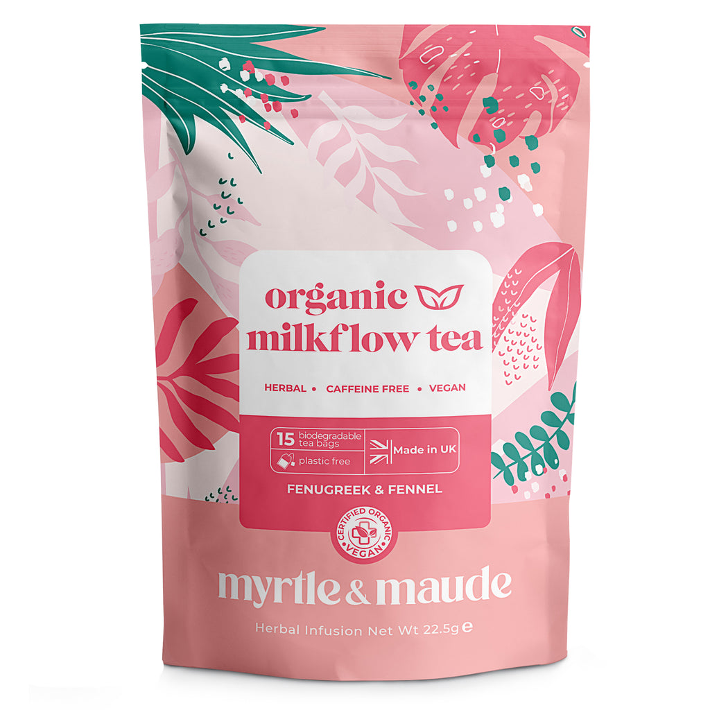 Organic milkflow breastfeeding tea by Myrtle & Maude - fenugreek and fennel herbal blend for natural milk supply support