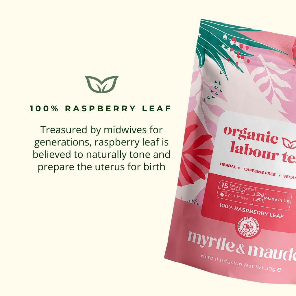 100% organic raspberry leaf tea treasured by midwives for generations to naturally tone uterus and prepare for birth - labour preparation tea