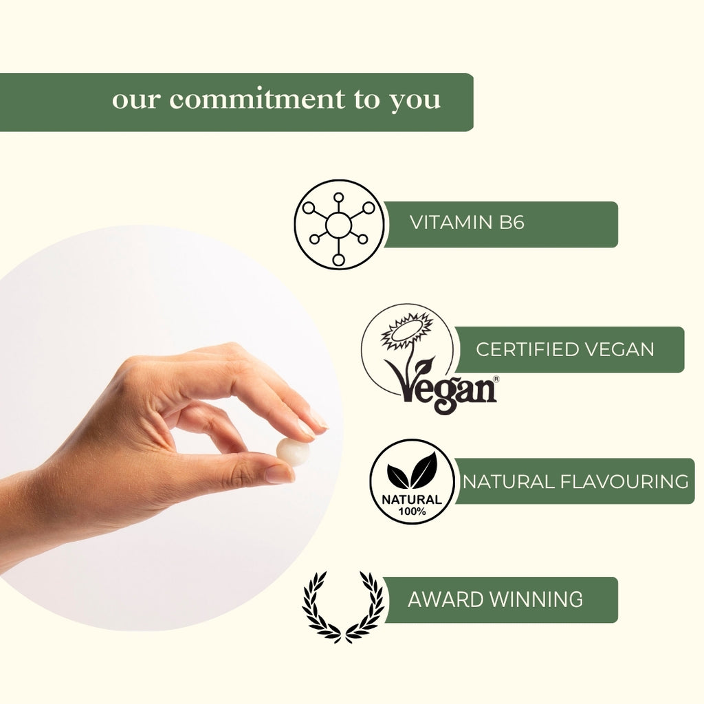 Hand Holding Myrtle & Maude Pregnancy Sweets - Award Winning Vegan Natural Morning Sickness Relief