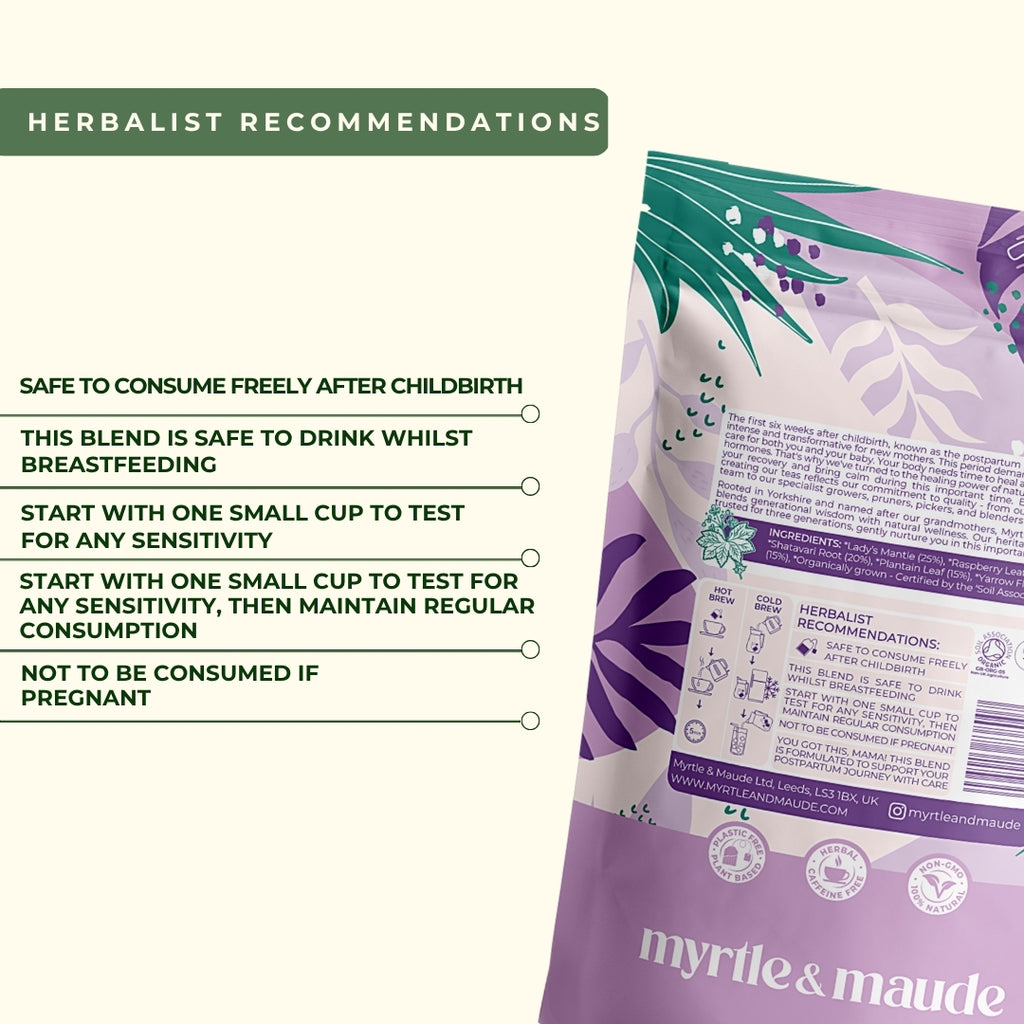 Postpartum recovery tea herbalist recommendations breastfeeding safe after childbirth natural healing guide