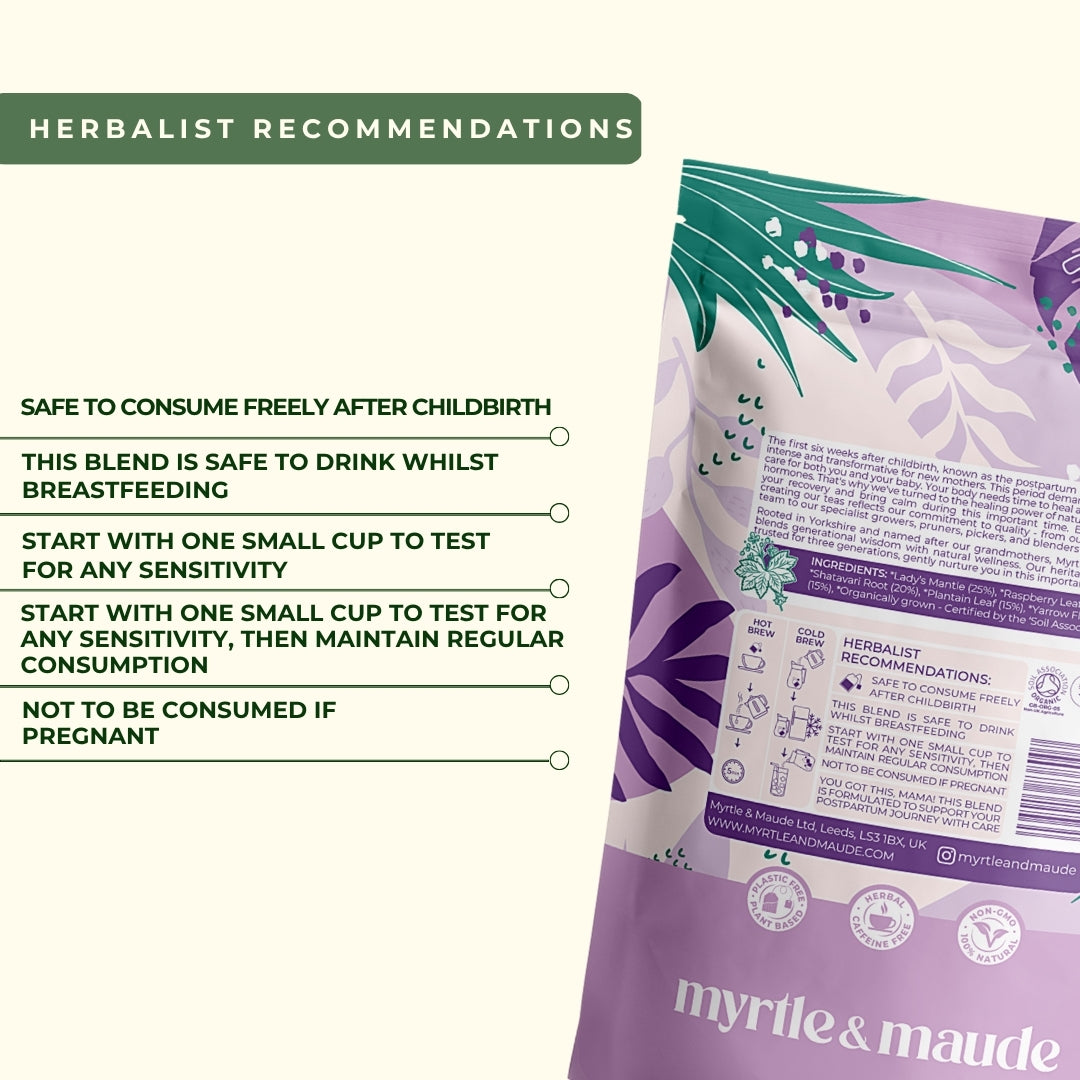 Postpartum recovery tea herbalist recommendations breastfeeding safe after childbirth natural healing guide