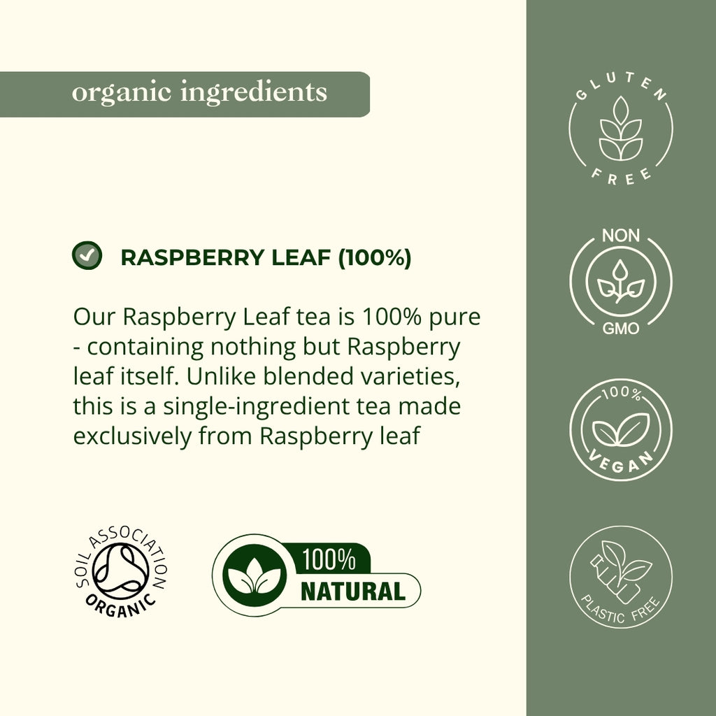 100% pure organic raspberry leaf tea single ingredient - no blends, pure raspberry leaf for labour preparation unlike mixed herbal teas